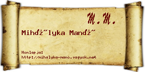 Mihályka Manó névjegykártya